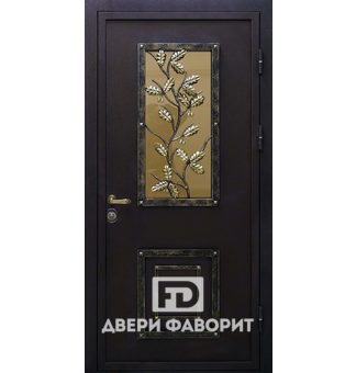 входная металлическая дверь с ковкой и стеклопакетом
