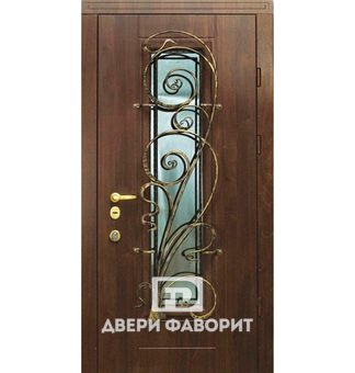 Металлическая уличная дверь с ковкой под бронзу